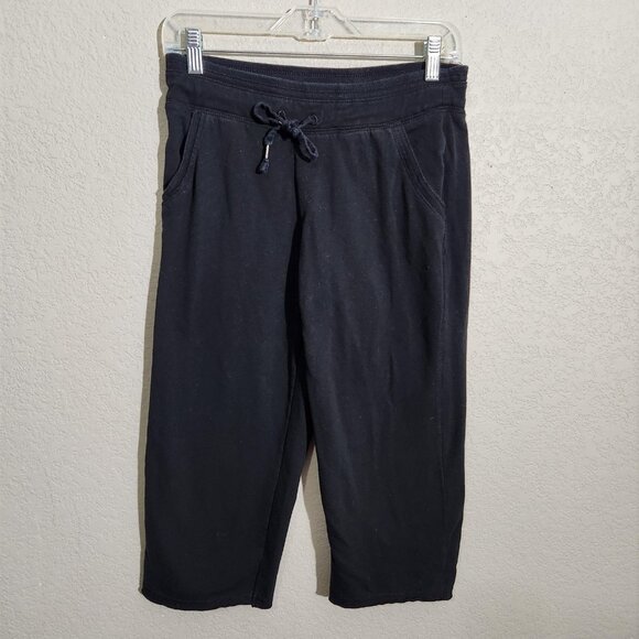 Green Tea Capri Sweatpants Womens Small Black Jogger Lounge Pants Yoga - Picture 1 of 12